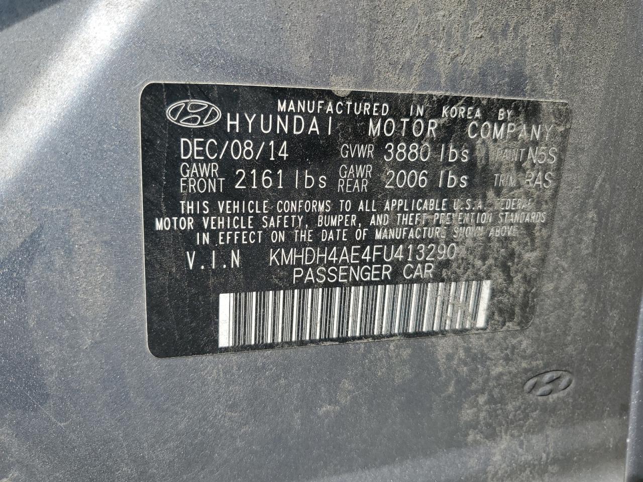 KMHDH4AE4FU413290 2015 Hyundai Elantra Se