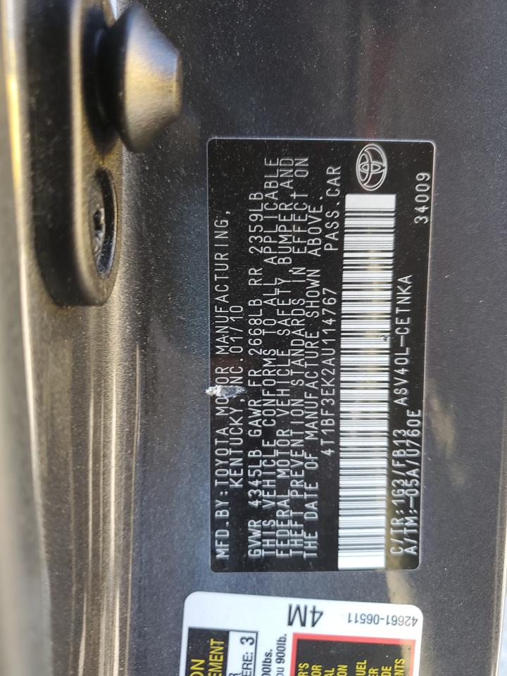 4T1BF3EK2AU114767 2010 Toyota Camry Base