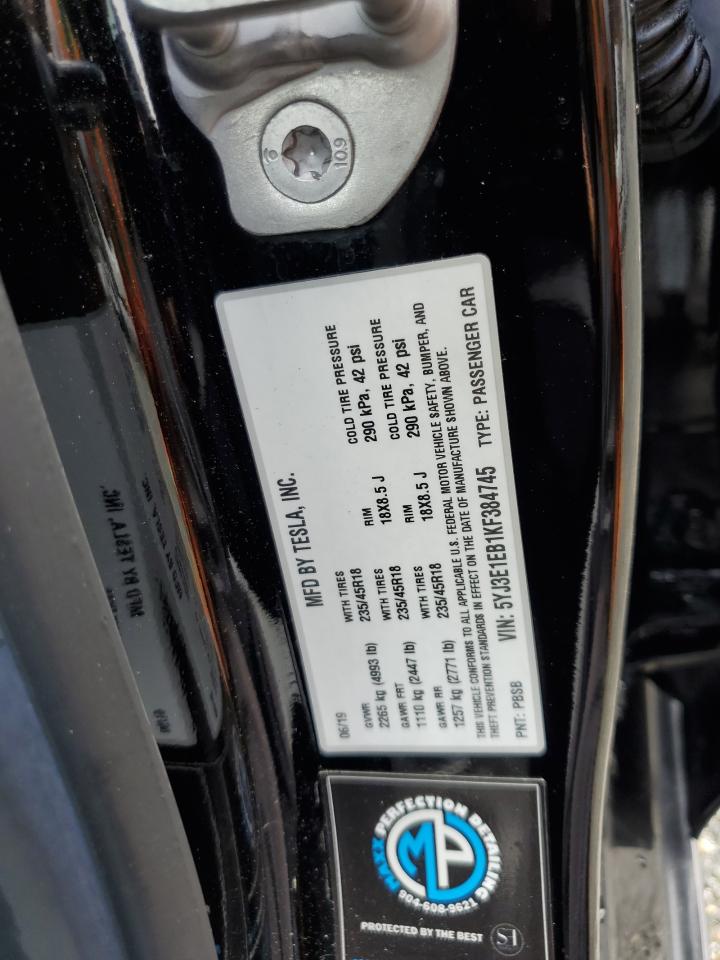 5YJ3E1EB1KF384745 2019 Tesla Model 3