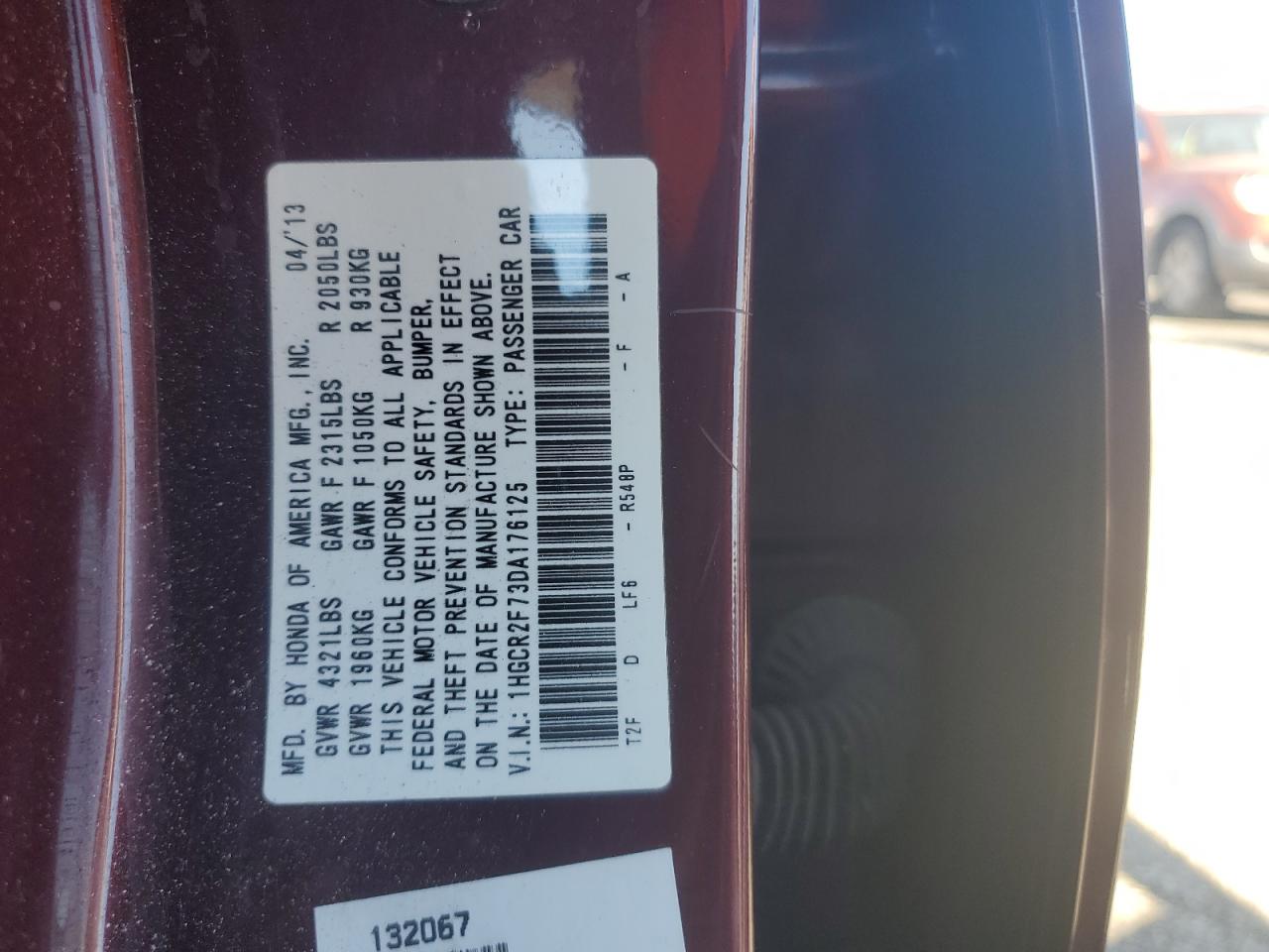 1HGCR2F73DA176125 2013 Honda Accord Ex