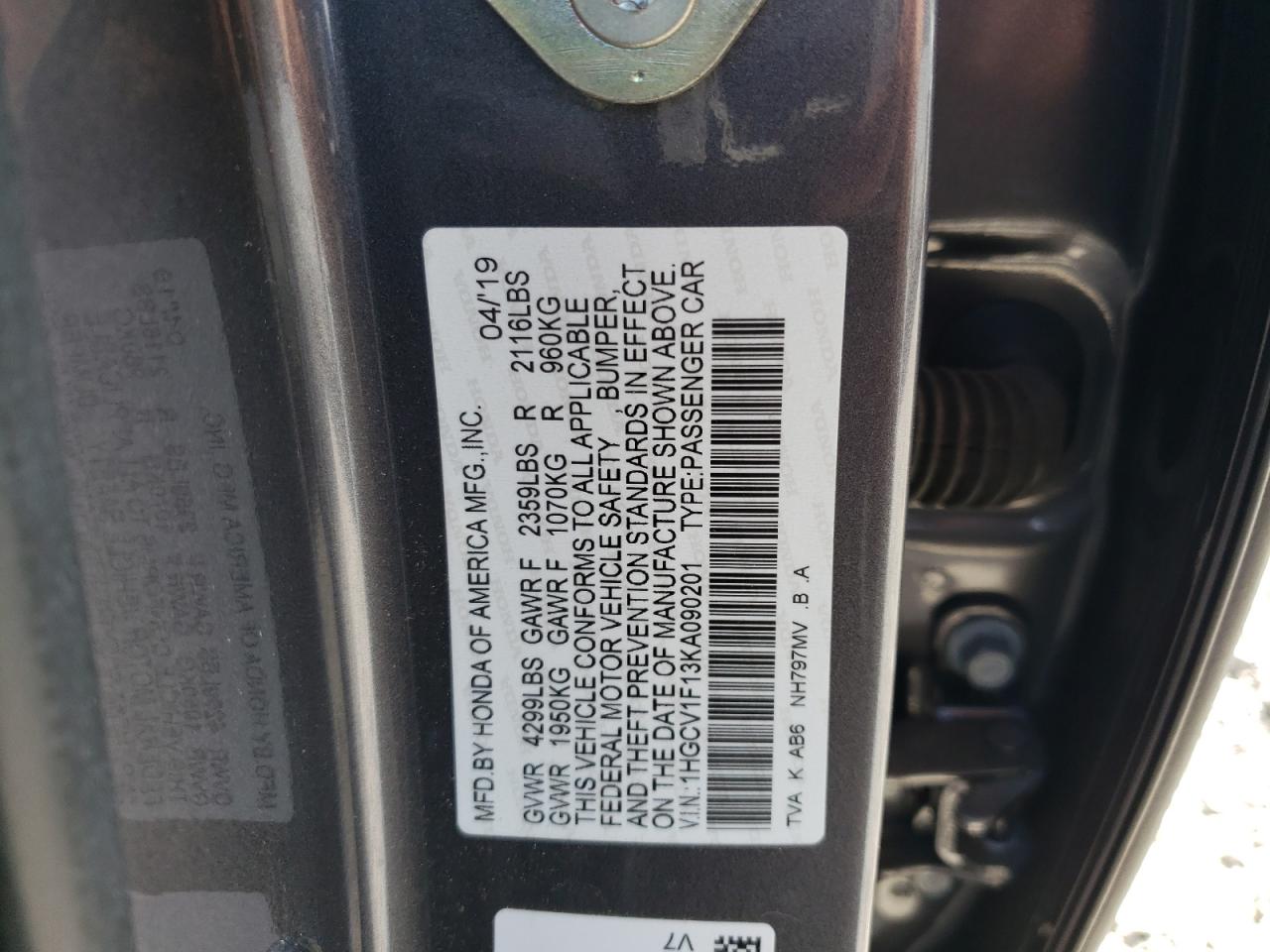 1HGCV1F13KA090201 2019 HONDA ACCORD - Image 14