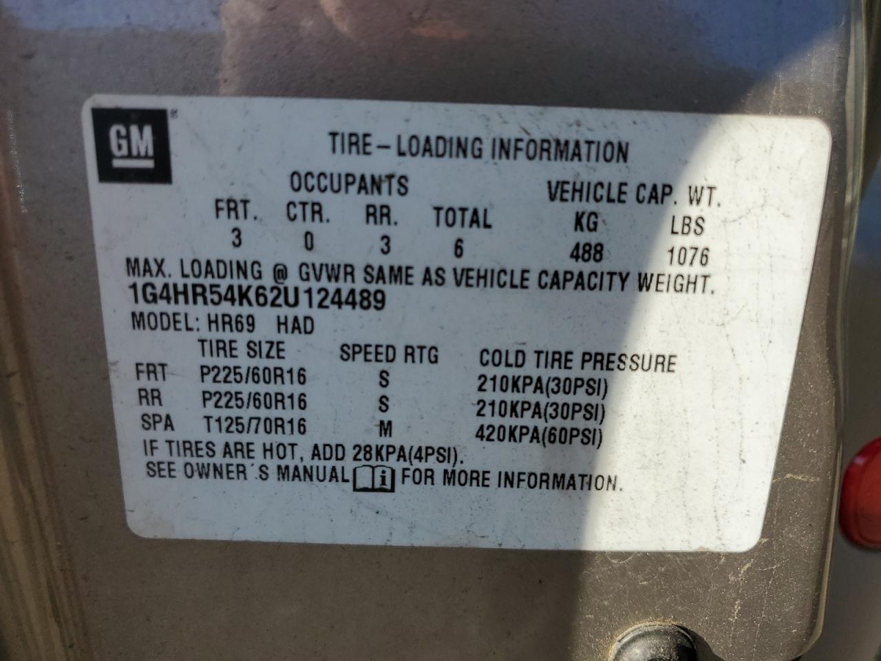 1G4HR54K62U124489 2002 Buick Lesabre Limited