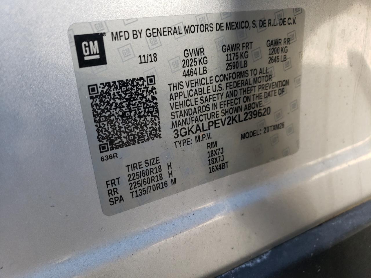 3GKALPEV2KL239620 2019 GMC Terrain Slt