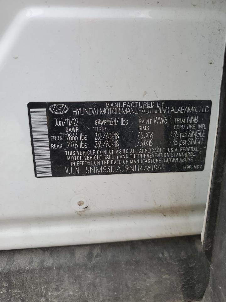 5NMS3DAJ9NH476186 2022 Hyundai Santa Fe Sel