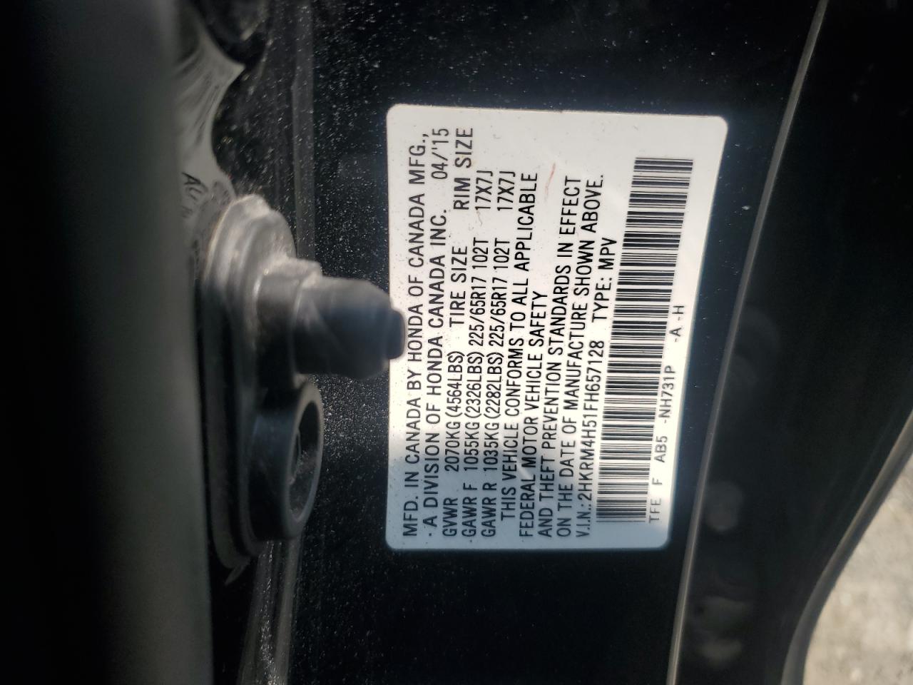 2HKRM4H51FH657128 2015 Honda Cr-V Ex