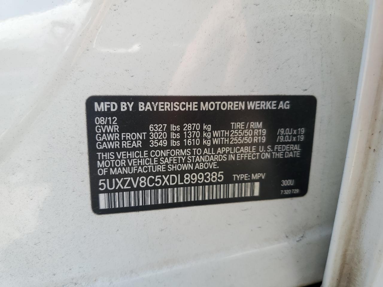 5UXZV8C5XDL899385 2013 BMW X5 xDrive50I