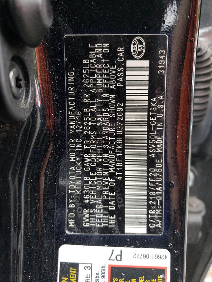 4T1BF1FK6HU372092 2017 Toyota Camry Le