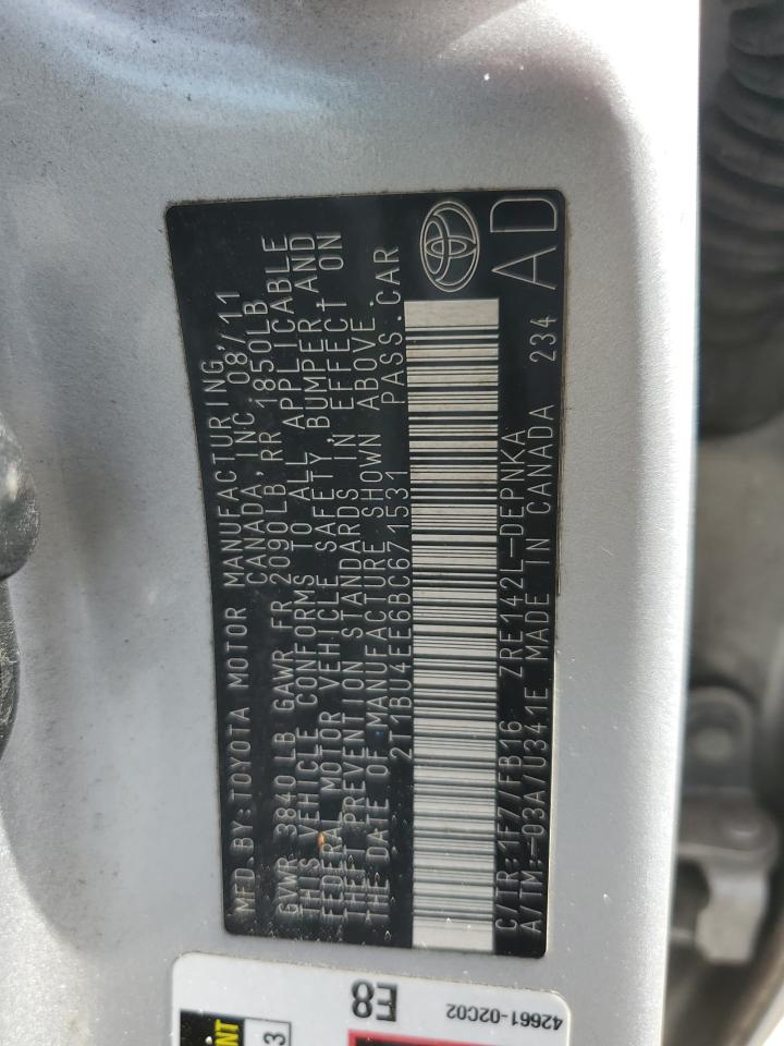 2T1BU4EE6BC671531 2011 Toyota Corolla Base