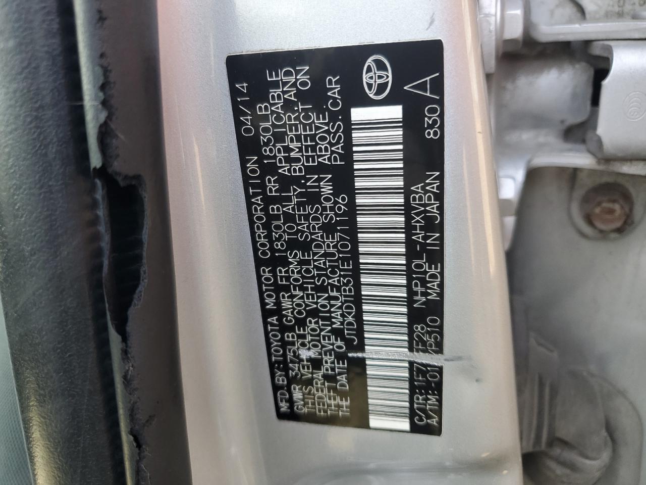 JTDKDTB31E1071196 2014 Toyota Prius C