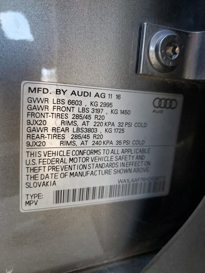 WA1LAAF76HD038772 2017 Audi Q7 Premium Plus