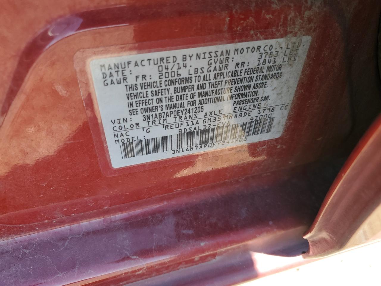 3N1AB7AP0EY241205 2014 Nissan Sentra S