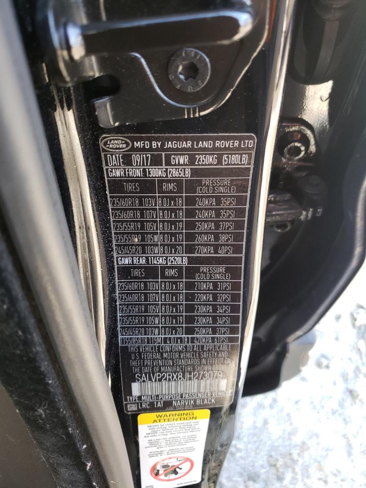 2018 Land Rover Range Rover Evoque Se VIN: SALVP2RX8JH273079 Lot: 71652934