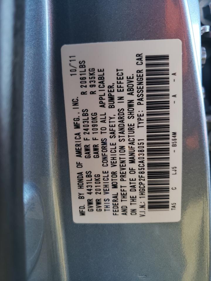 1HGCP2F85CA038051 2012 Honda Accord Exl