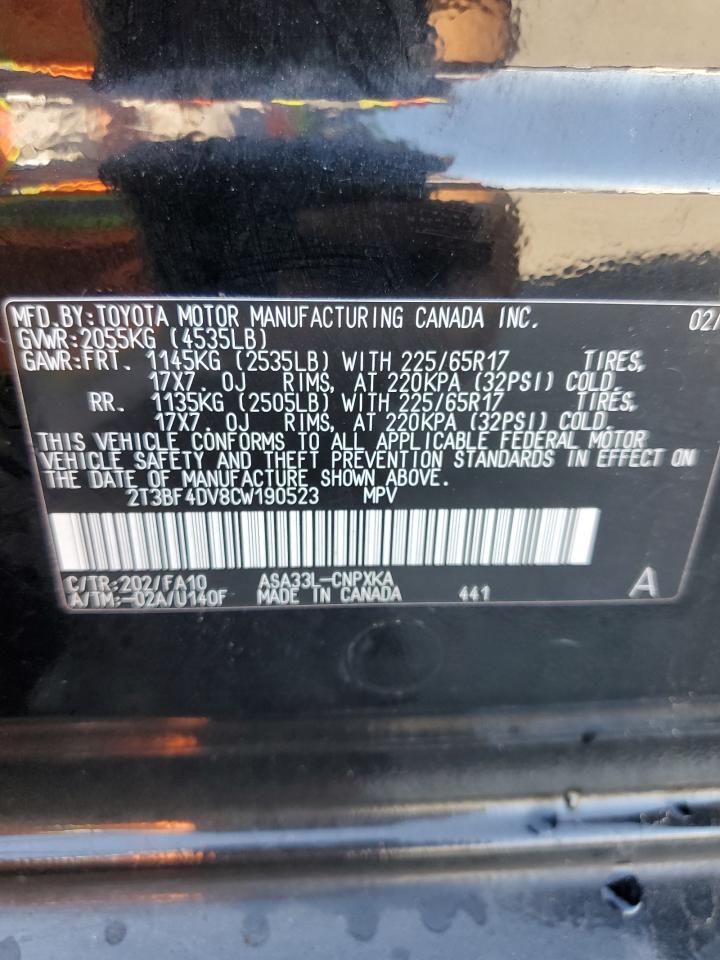 2T3BF4DV8CW190523 2012 Toyota Rav4