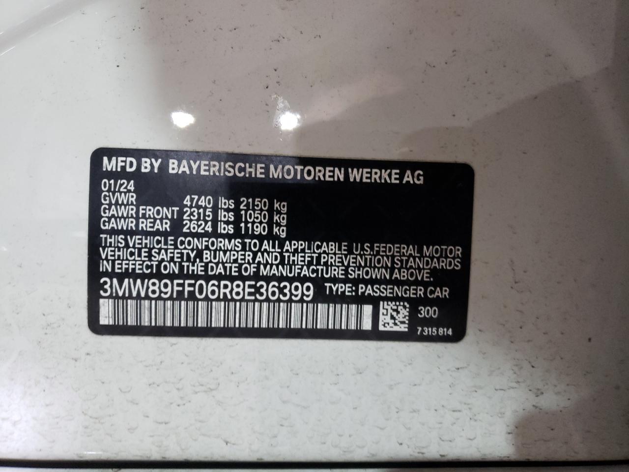 3MW89FF06R8E36399 2024 BMW 330Xi