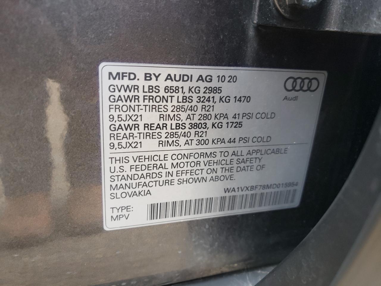 WA1VXBF78MD015954 2021 Audi Q7 Prestige