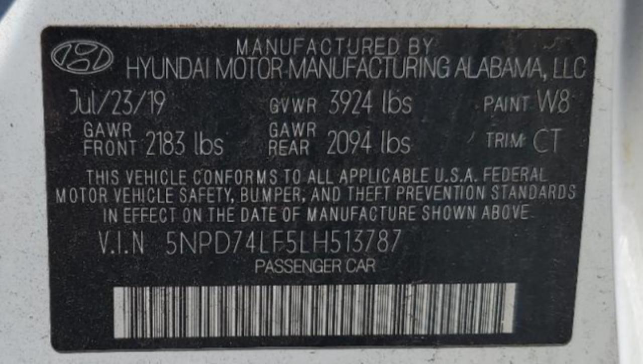 5NPD74LF5LH513787 2020 Hyundai Elantra Se