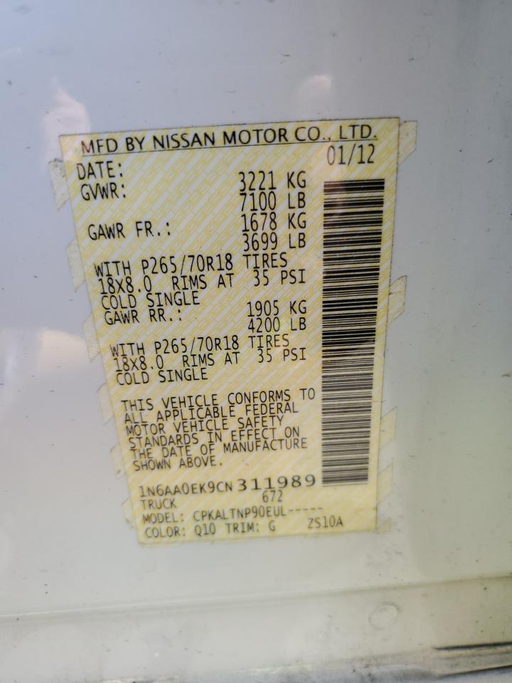 1N6AA0EK9CN311989 2012 Nissan Titan S