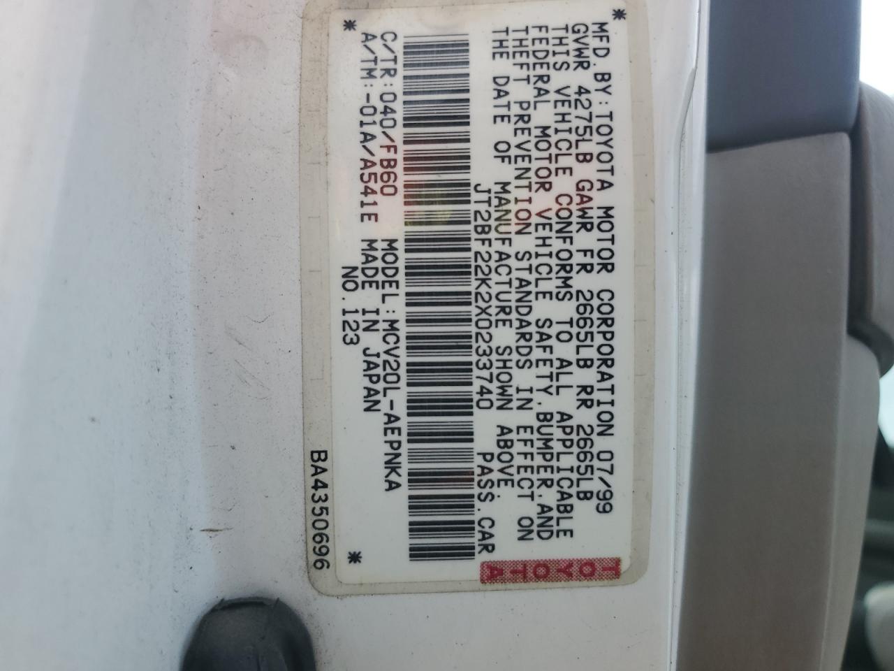 JT2BF22K2X0233740 1999 Toyota Camry Le