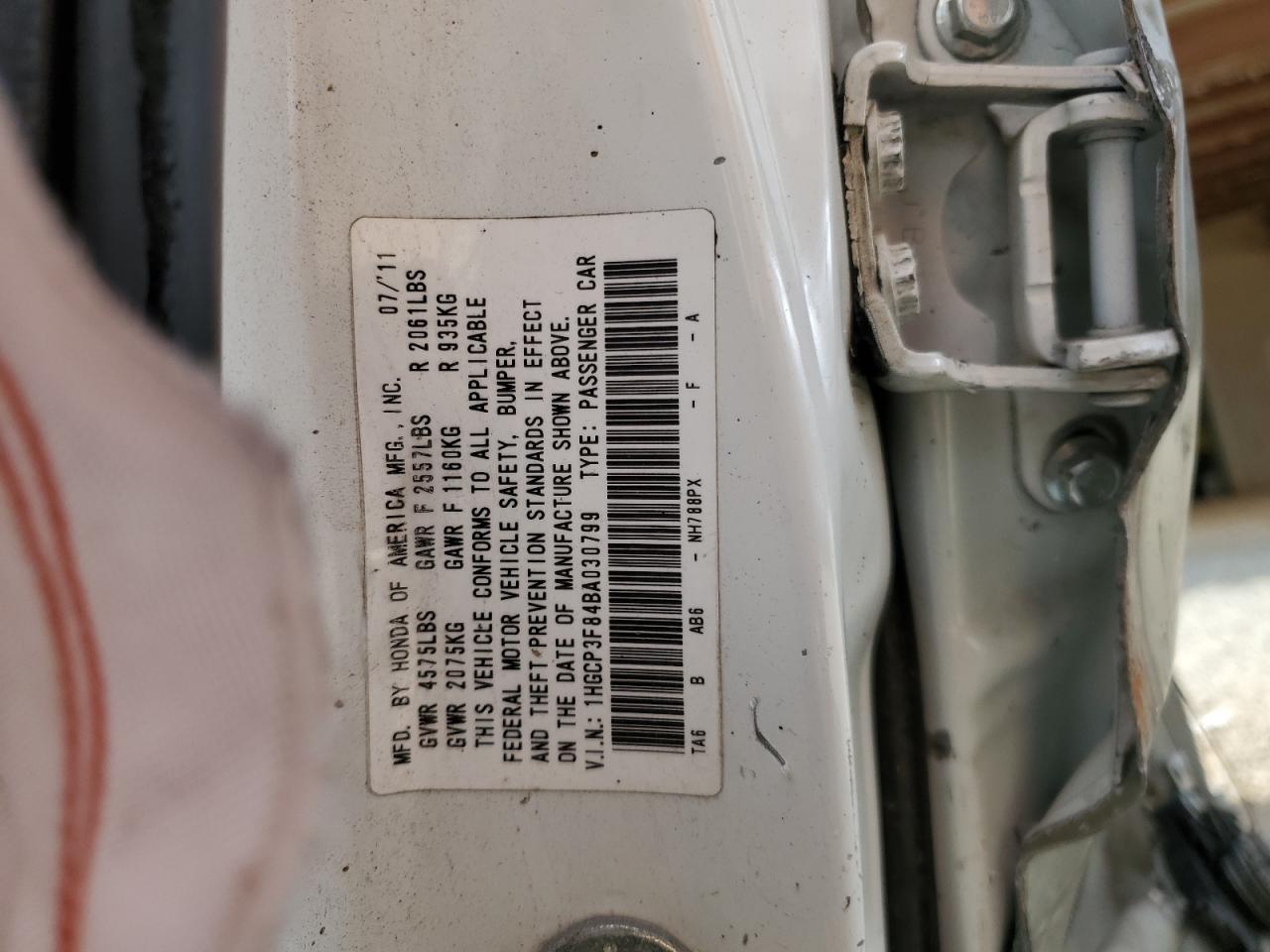 1HGCP3F84BA030799 2011 Honda Accord Exl