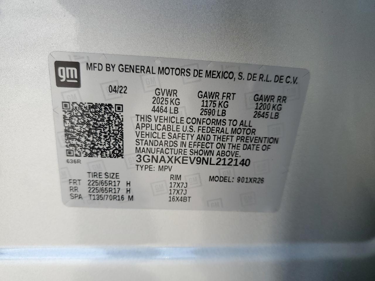 3GNAXKEV9NL212140 2022 CHEVROLET EQUINOX - Image 14