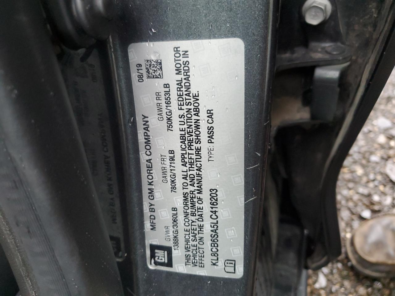 2020 Chevrolet Spark Ls VIN: KL8CB6SA5LC416203 Lot: 71040824