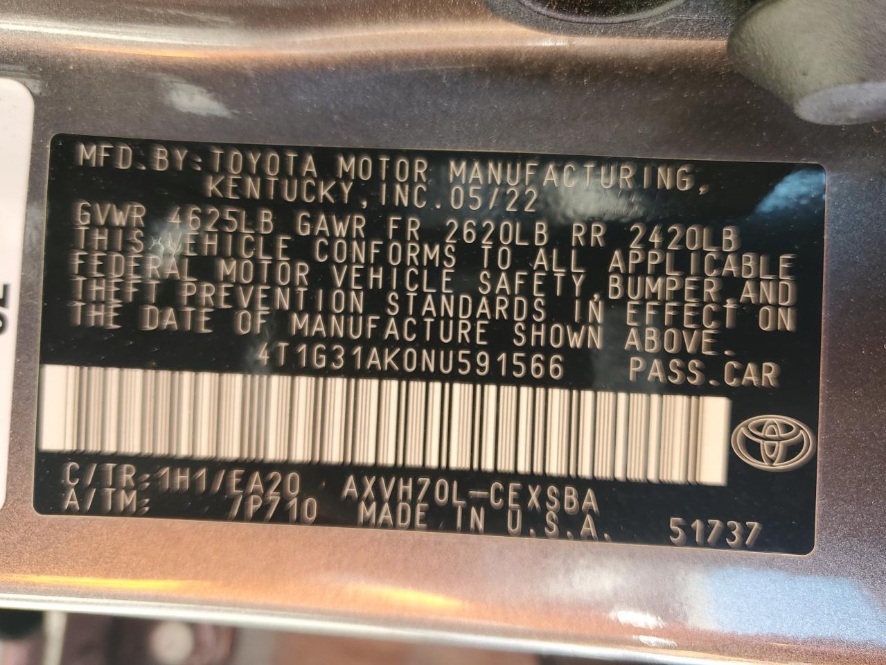 4T1G31AK0NU591566 2022 TOYOTA CAMRY - Image 14