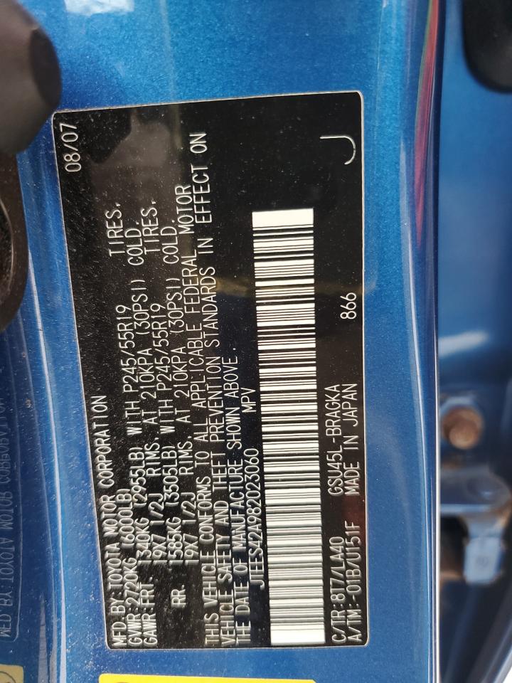 2008 Toyota Highlander Limited VIN: JTEES42A982023060 Lot: 72098054