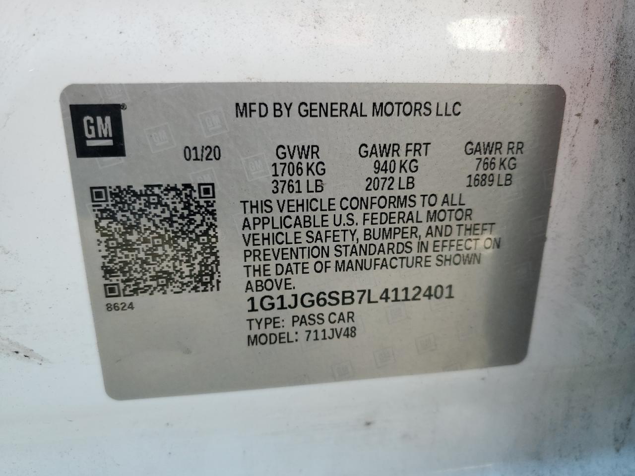 1G1JG6SB7L4112401 2020 Chevrolet Sonic