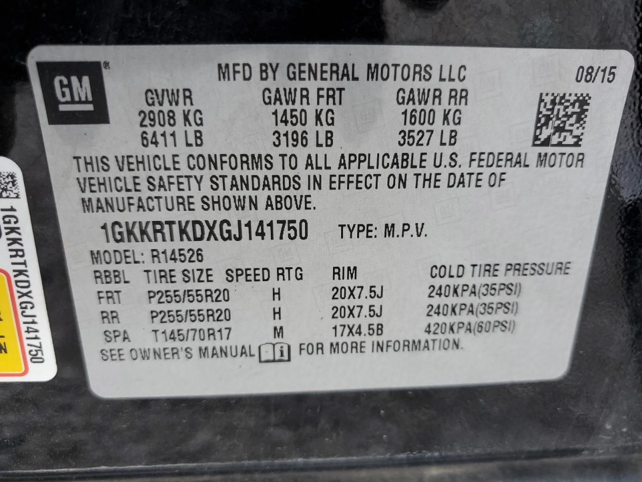 2016 GMC Acadia Denali VIN: 1GKKRTKDXGJ141750 Lot: 70842014