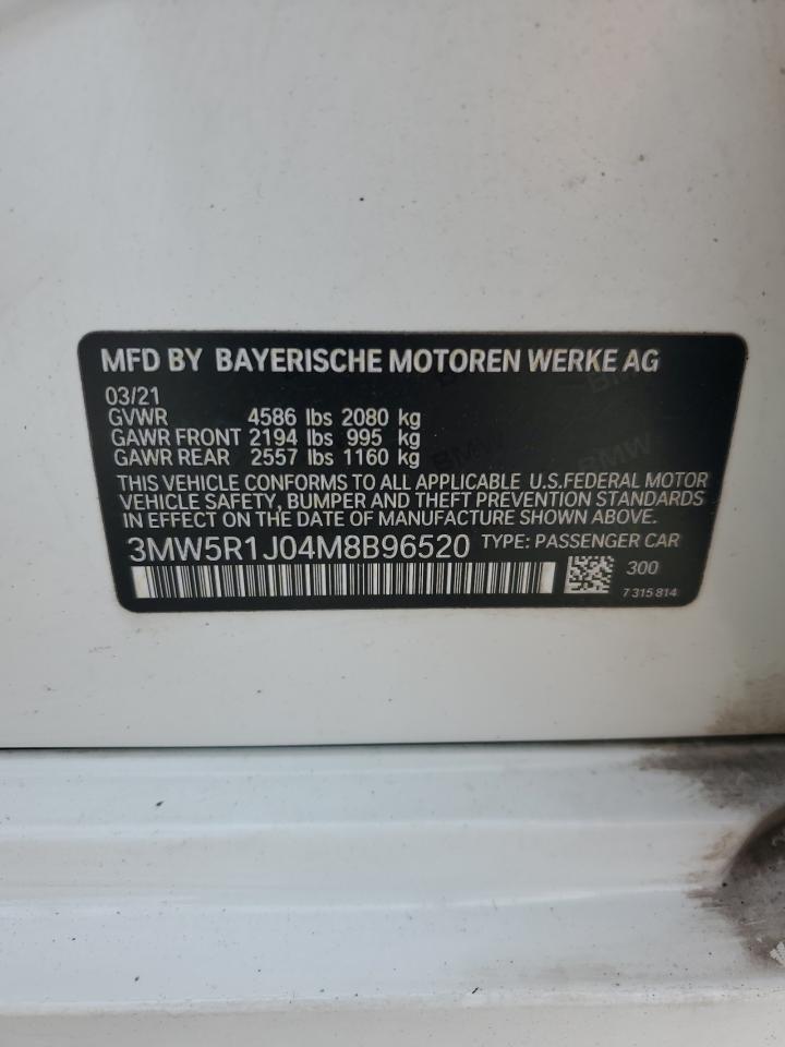 2021 BMW 330I VIN: 3MW5R1J04M8B96520 Lot: 70233474