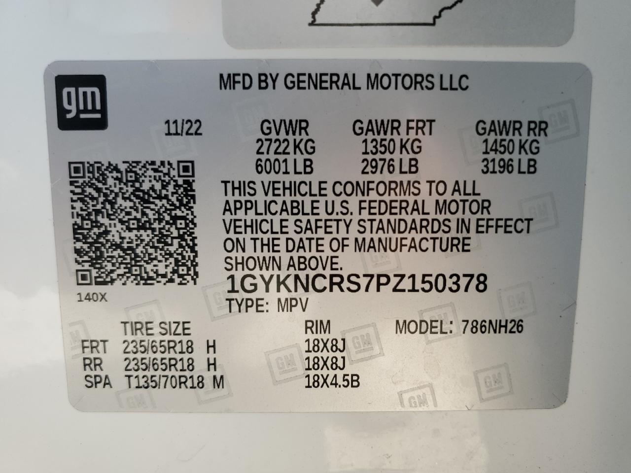 1GYKNCRS7PZ150378 2023 Cadillac Xt5 Premium Luxury