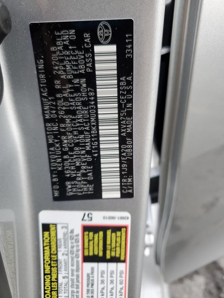 4T1G11BKXMU034487 2021 Toyota Camry Se