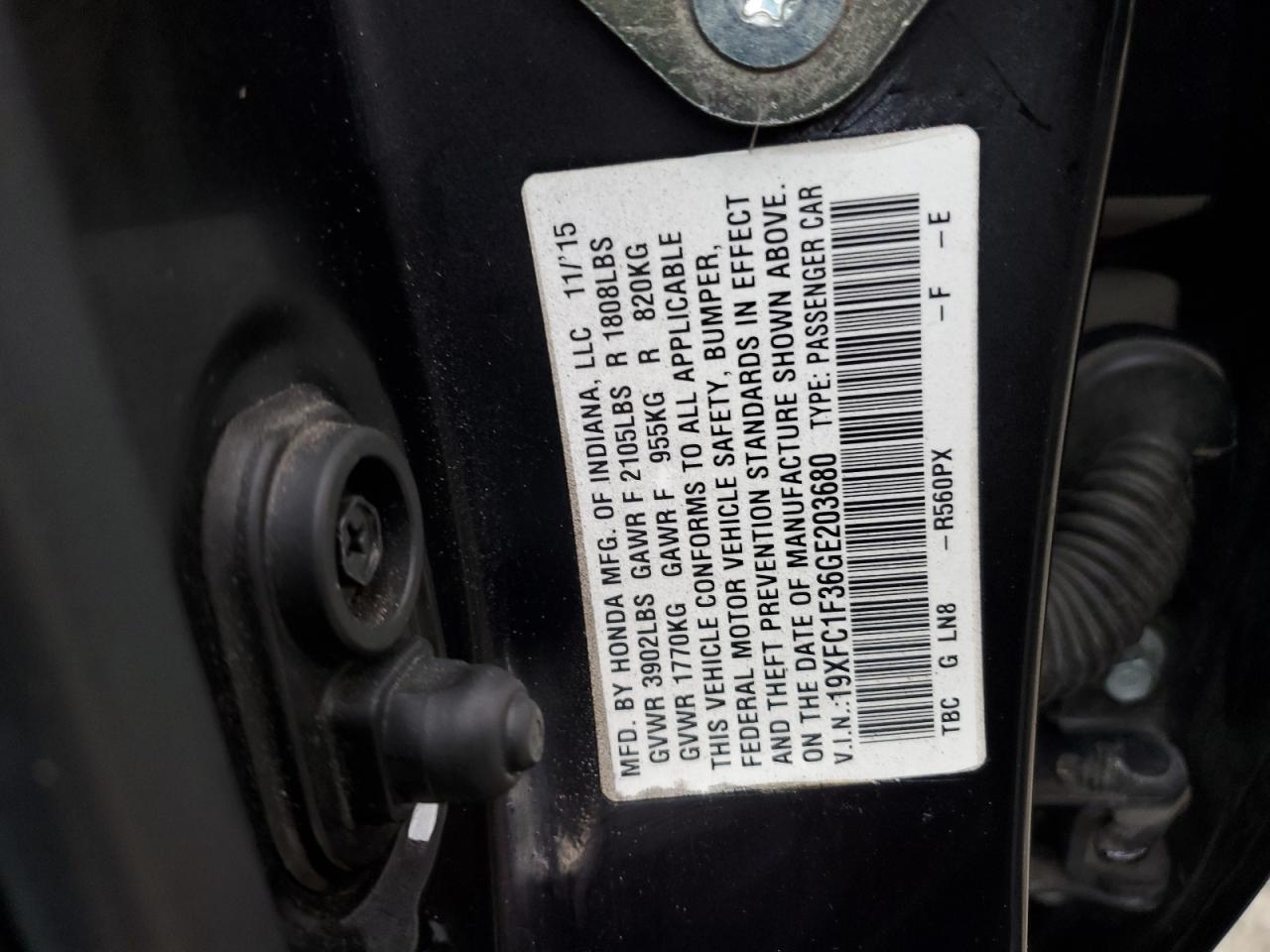 19XFC1F36GE203680 2016 HONDA CIVIC - Image 14