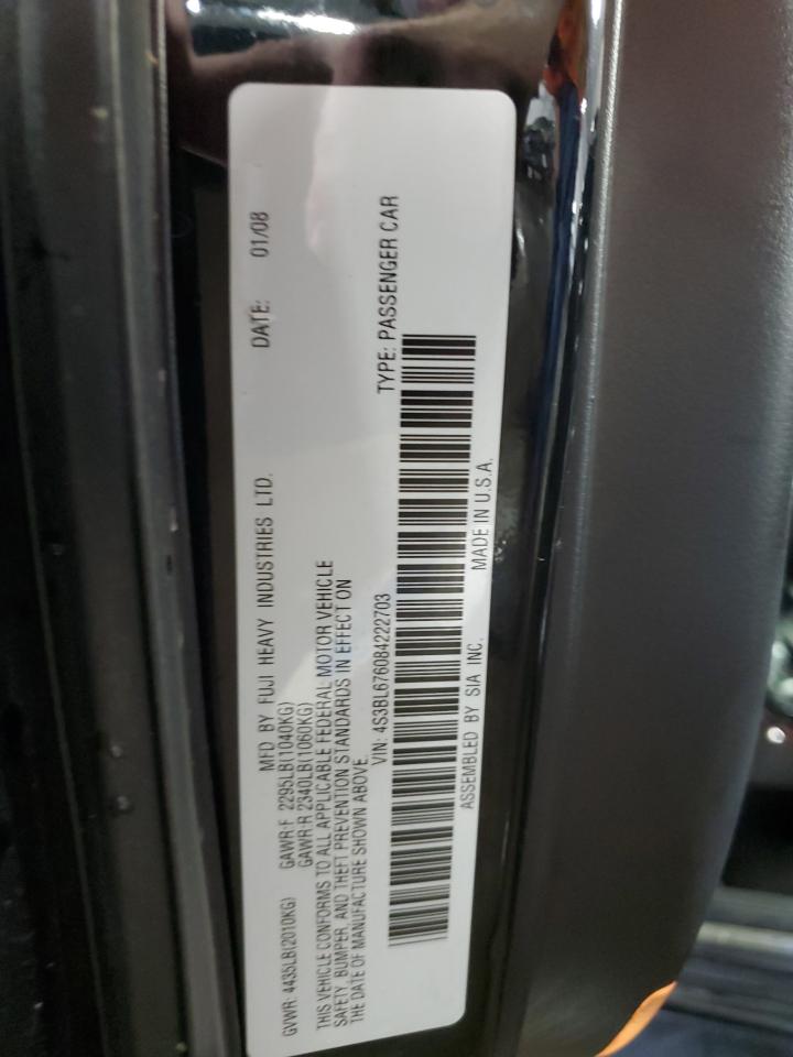 2008 Subaru Legacy Gt Limited VIN: 4S3BL676084222703 Lot: 70076524