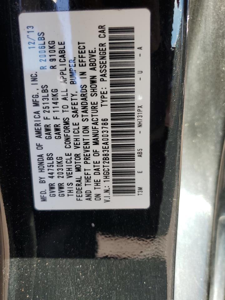 1HGCT2B83EA003786 2014 Honda Accord Exl