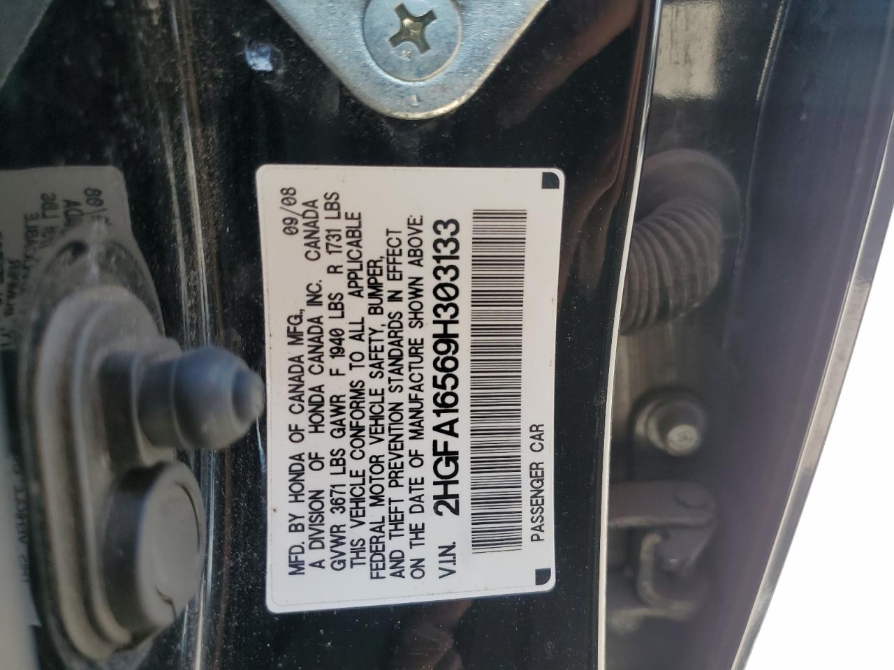 2HGFA16569H303133 2009 Honda Civic Lx