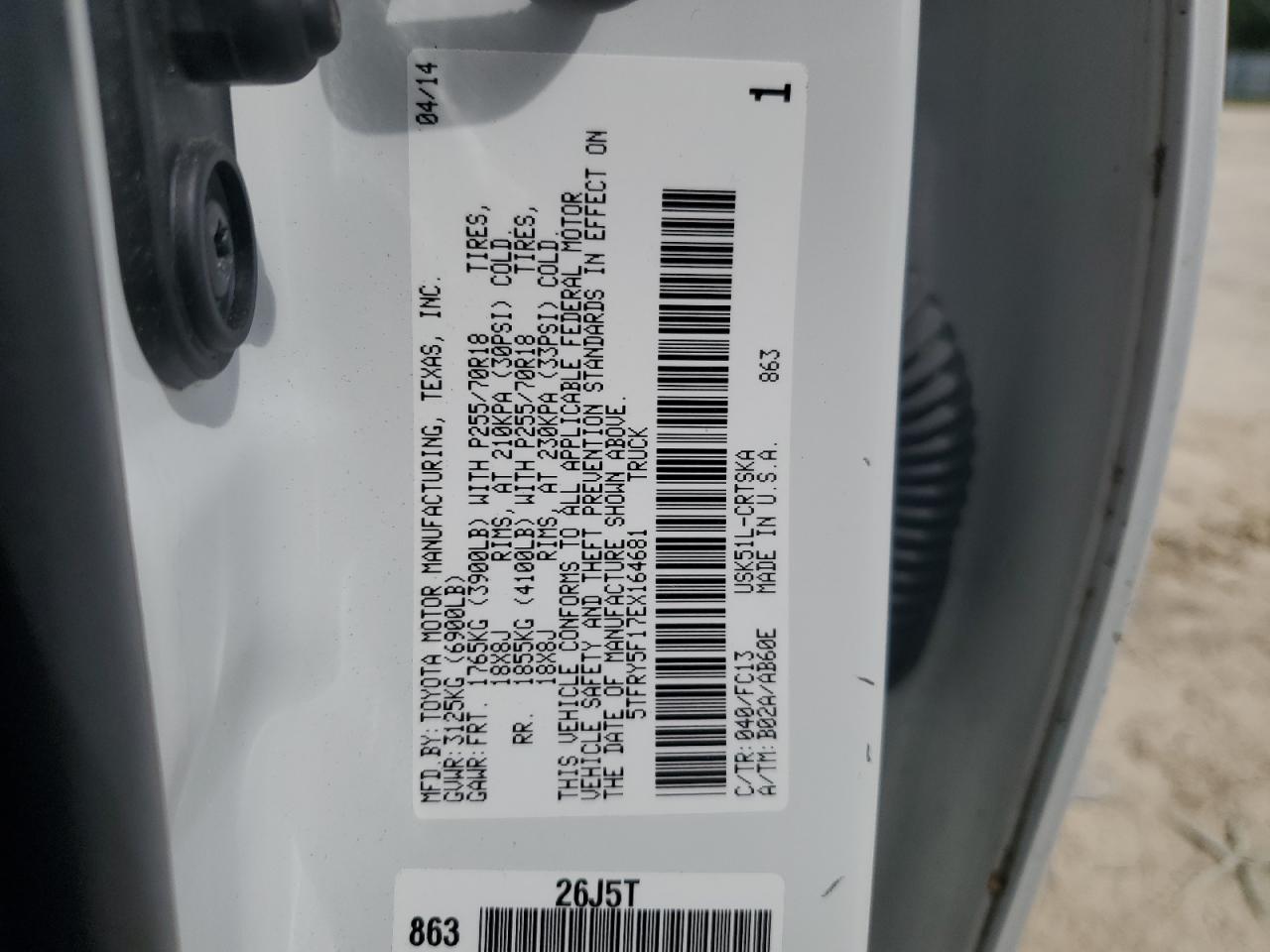 5TFRY5F17EX164681 2014 Toyota Tundra Double Cab Sr