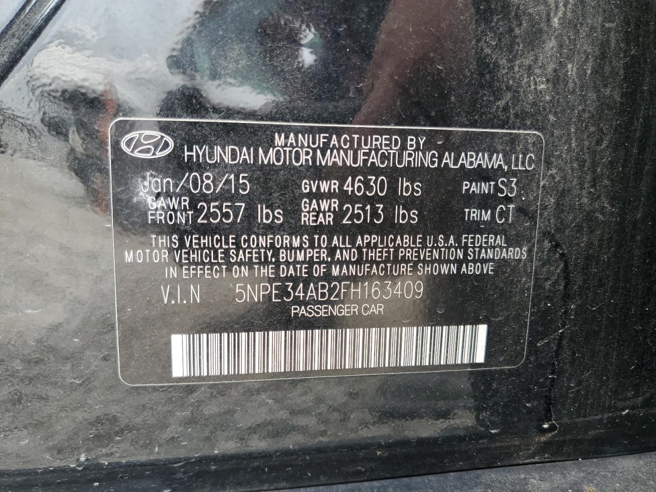 2015 Hyundai Sonata Sport VIN: 5NPE34AB2FH163409 Lot: 69921504