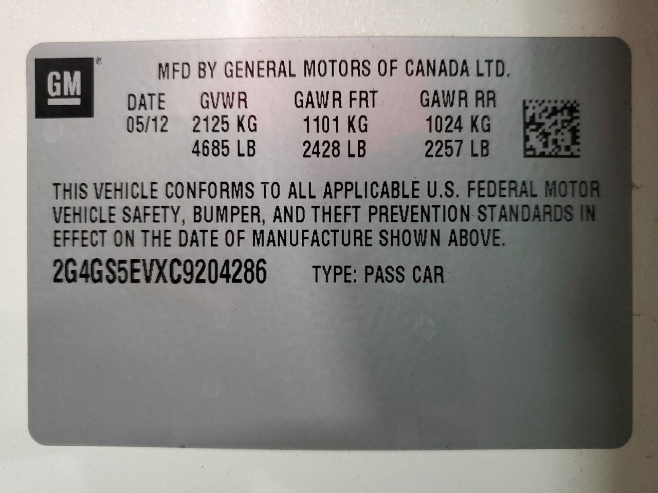 2G4GS5EVXC9204286 2012 Buick Regal Premium