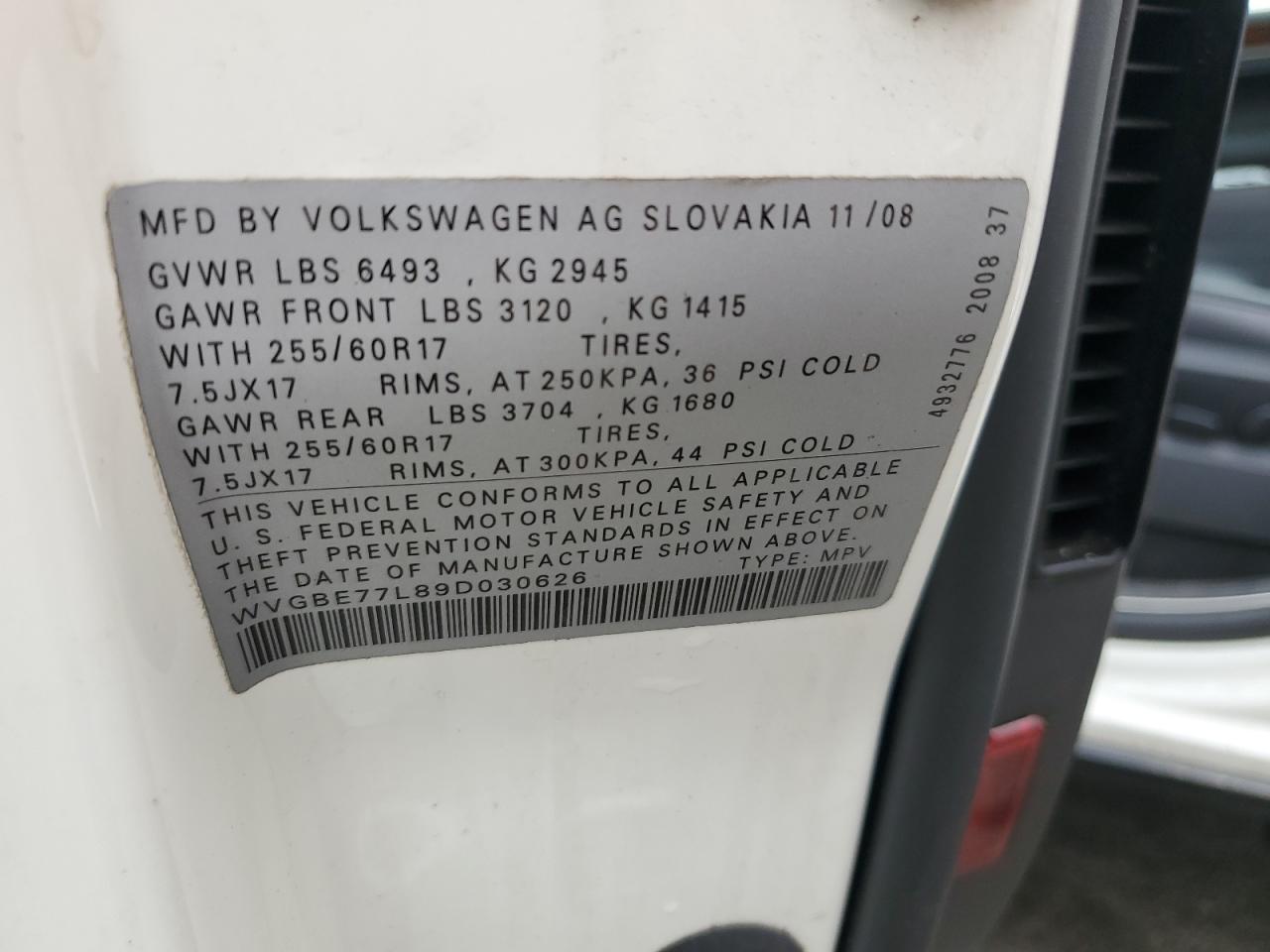 WVGBE77L89D030626 2009 Volkswagen Touareg 2 V6