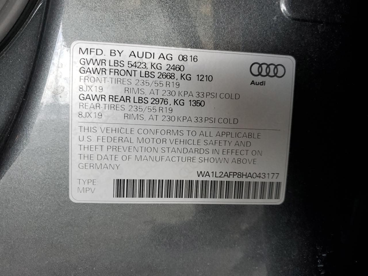 WA1L2AFP8HA043177 2017 Audi Q5 Premium Plus