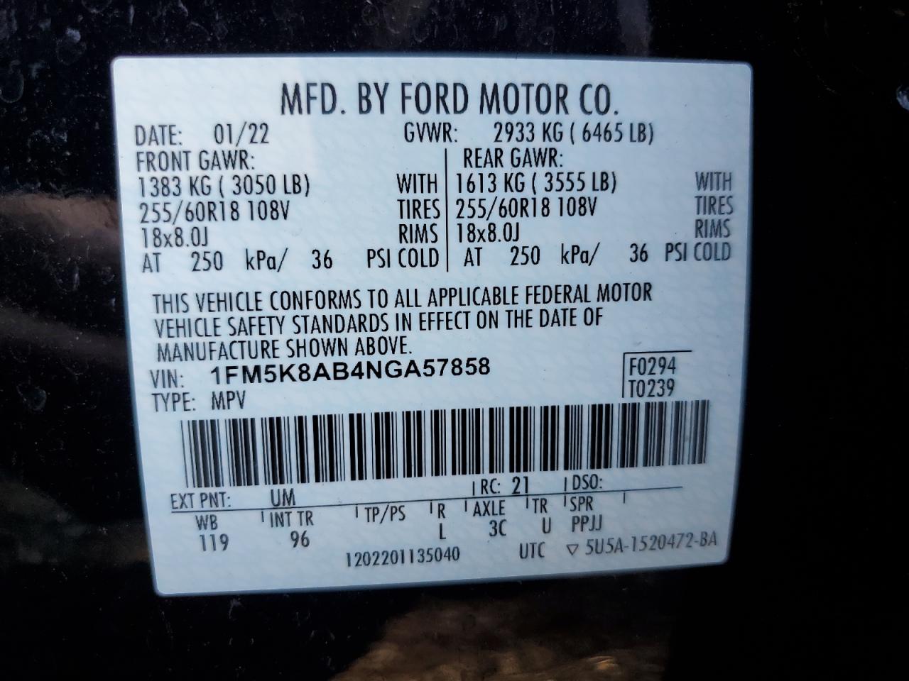 1FM5K8AB4NGA57858 2022 FORD EXPLORER - Image 13