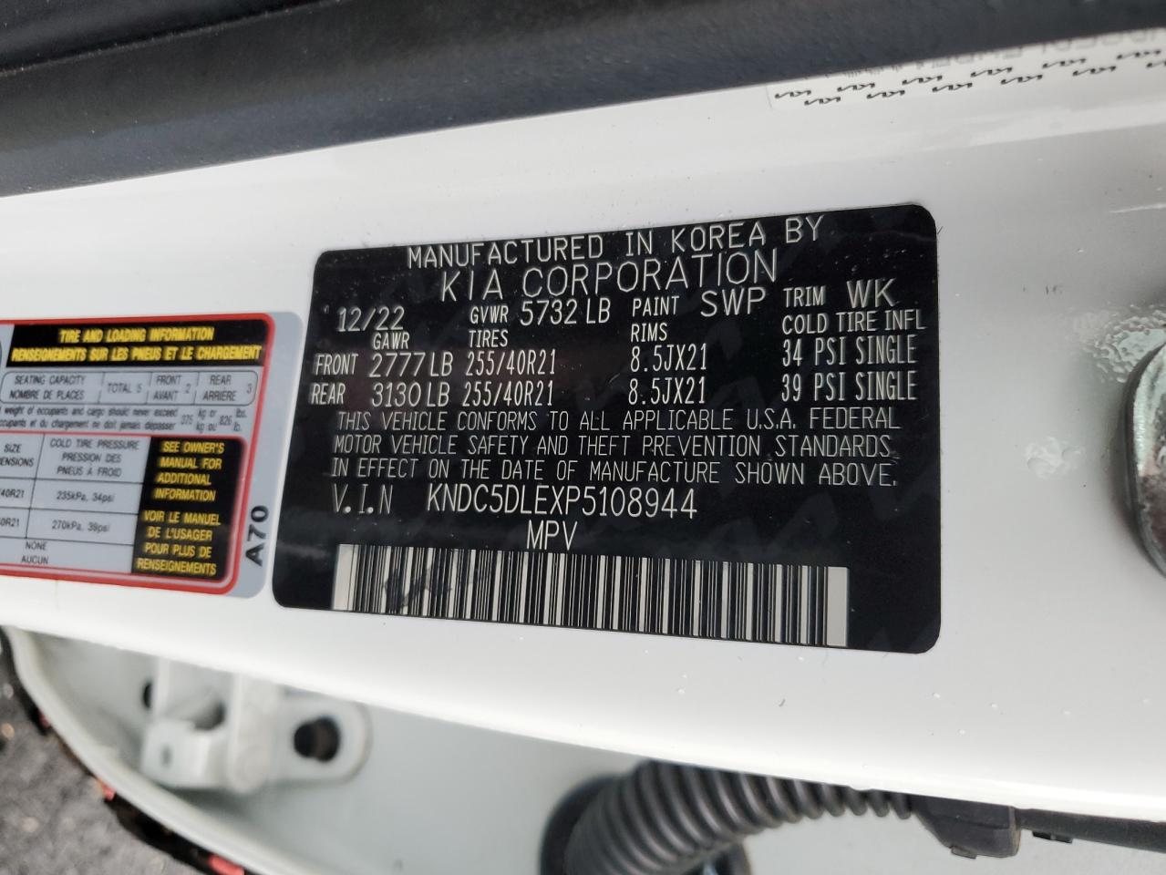 KNDC5DLEXP5108944 2023 Kia Ev6 Gt