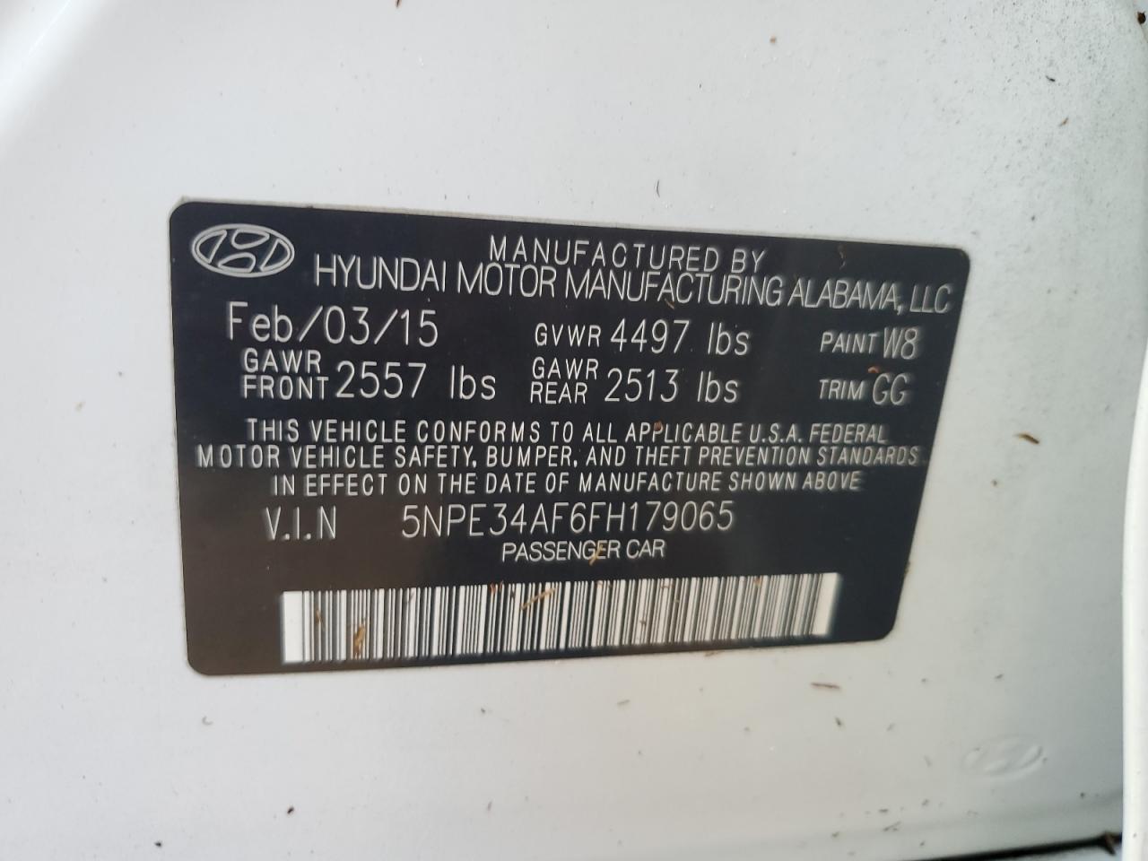 5NPE34AF6FH179065 2015 Hyundai Sonata Sport