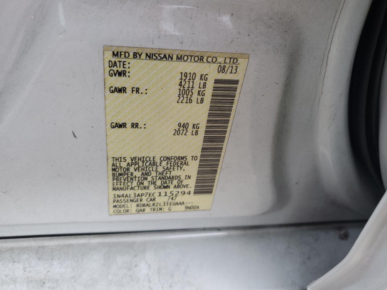 1N4AL3AP7EC115294 2014 Nissan Altima 2.5