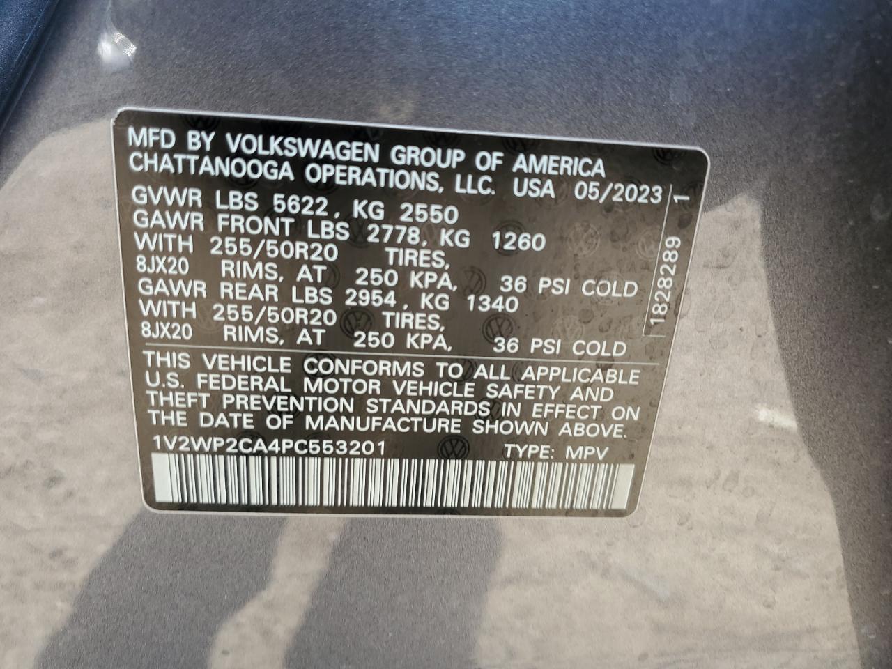 2023 Volkswagen Atlas Se VIN: 1V2WP2CA4PC553201 Lot: 71232234