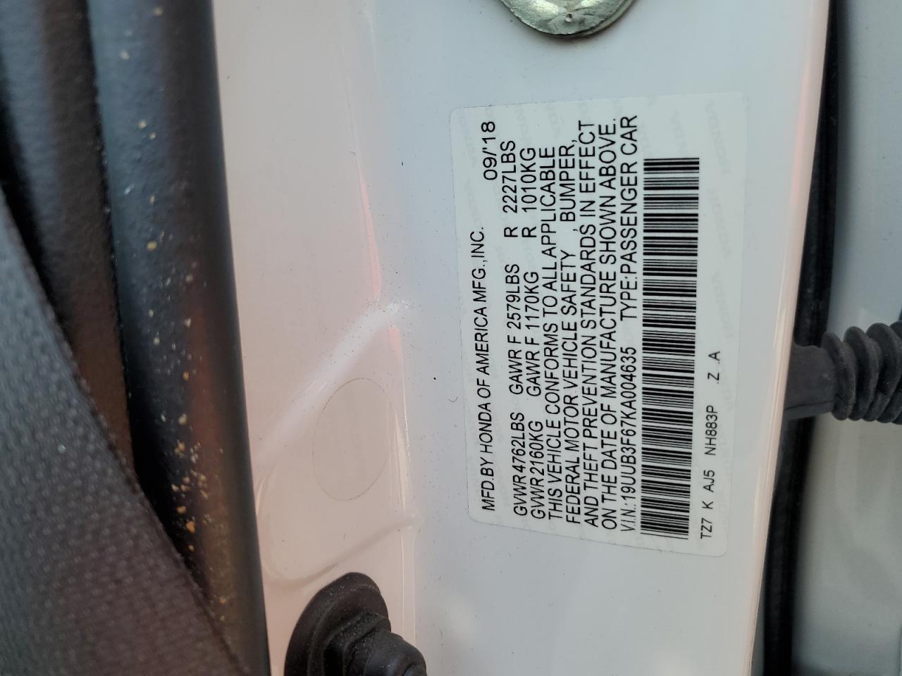 19UUB3F67KA004635 2019 Acura Tlx Technology