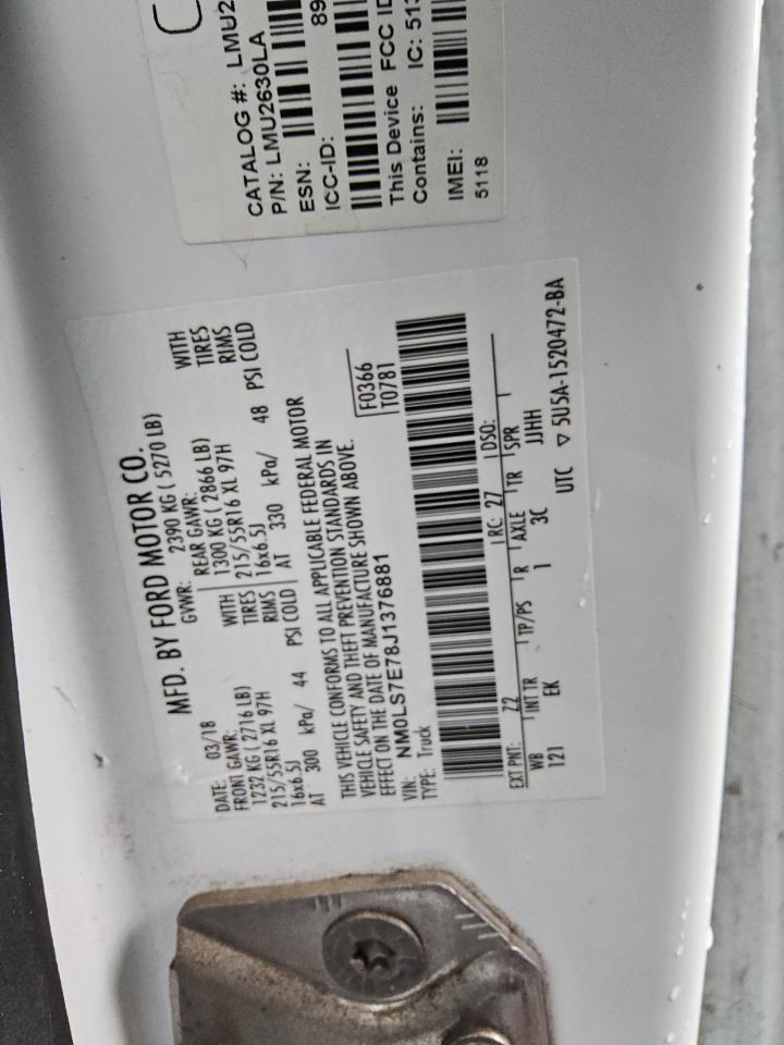 NM0LS7E78J1376881 2018 Ford Transit Connect Xl