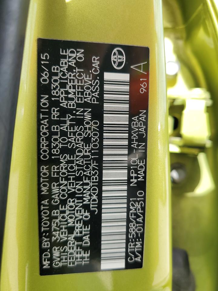 JTDKDTB37F1103070 2015 Toyota Prius C